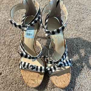 Jessica Simpson Black and White Checkered Heels